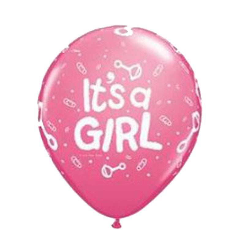Its A Girl Rattle Balloon - Pink