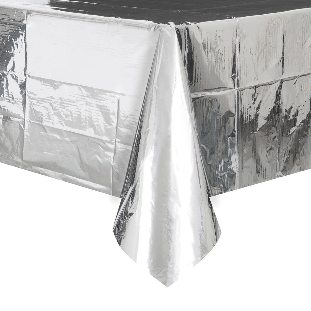 SILVER METALLIC TABLE COVER
