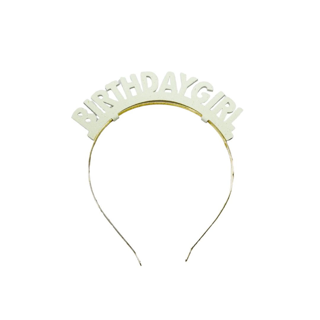 BIRTHDAY GIRL HEADBAND WHITE