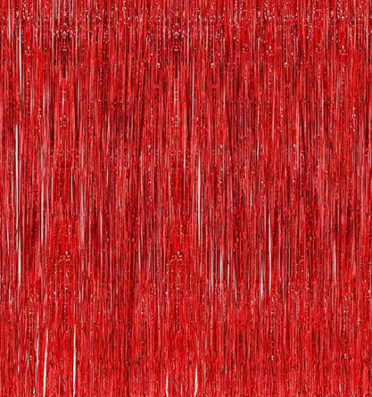 RED FOIL FRINGE CURTAIN