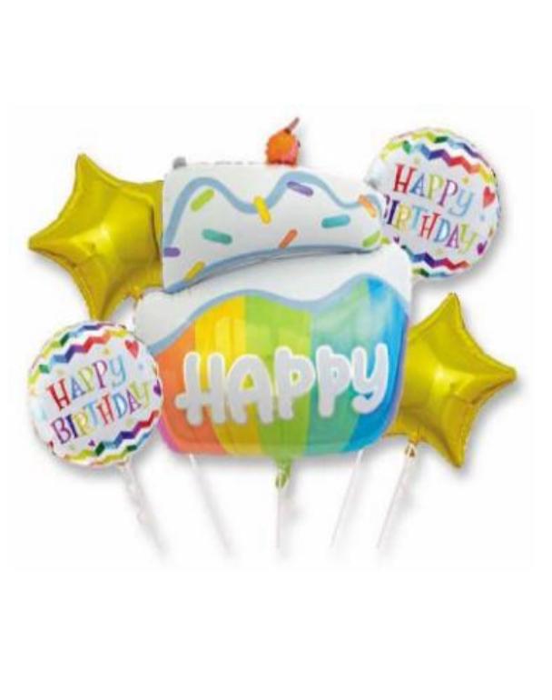 HAPPY BIRTHDAY SPRINKLE CAKE BALLOON BOUQUET