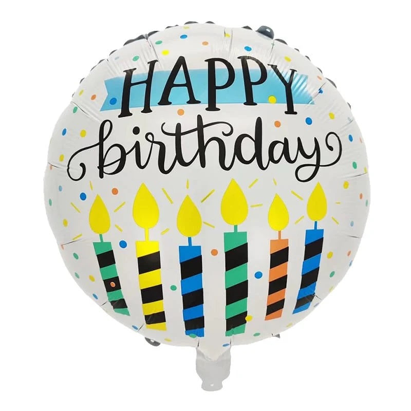 18 INCH HAPPY BIRTHDAY CANDELS WHITE BALLOON
