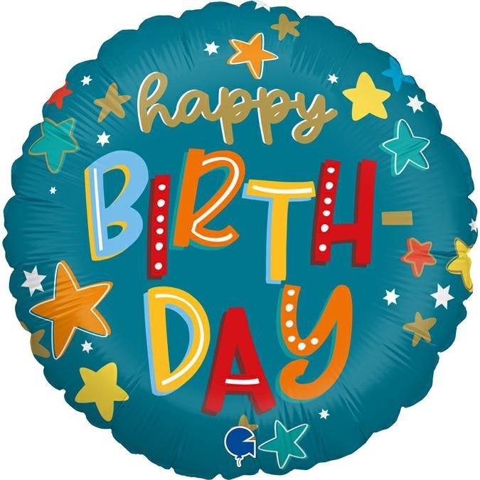18 INCH HAPPY BIRTHDAY WITH STARS BALLOON