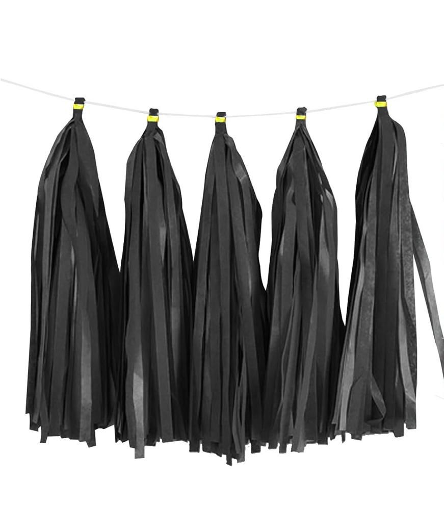 5 PAPER TASSELS BLACK