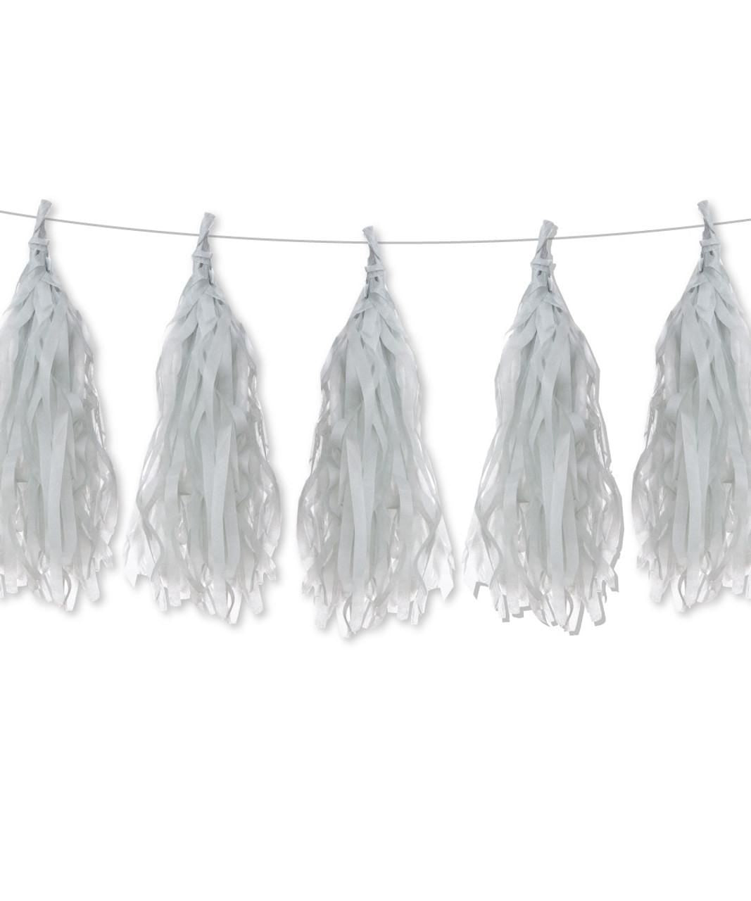 5 PAPER TASSELS GREY