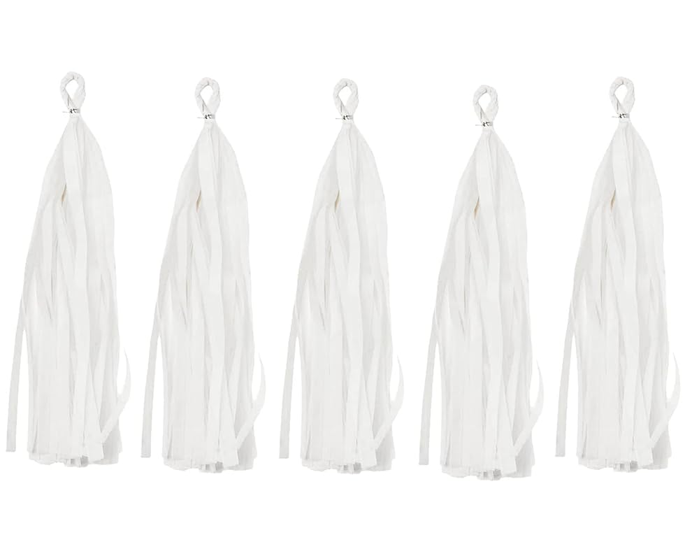 5 PAPER TASSELS OFF WHITE