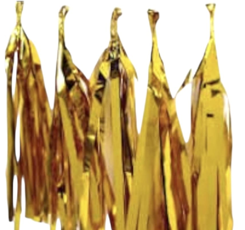 5 FOIL TASSELS GOLD