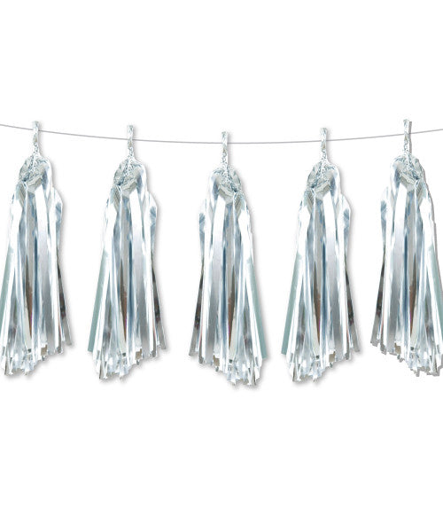 5 FOIL TASSELS SILVER