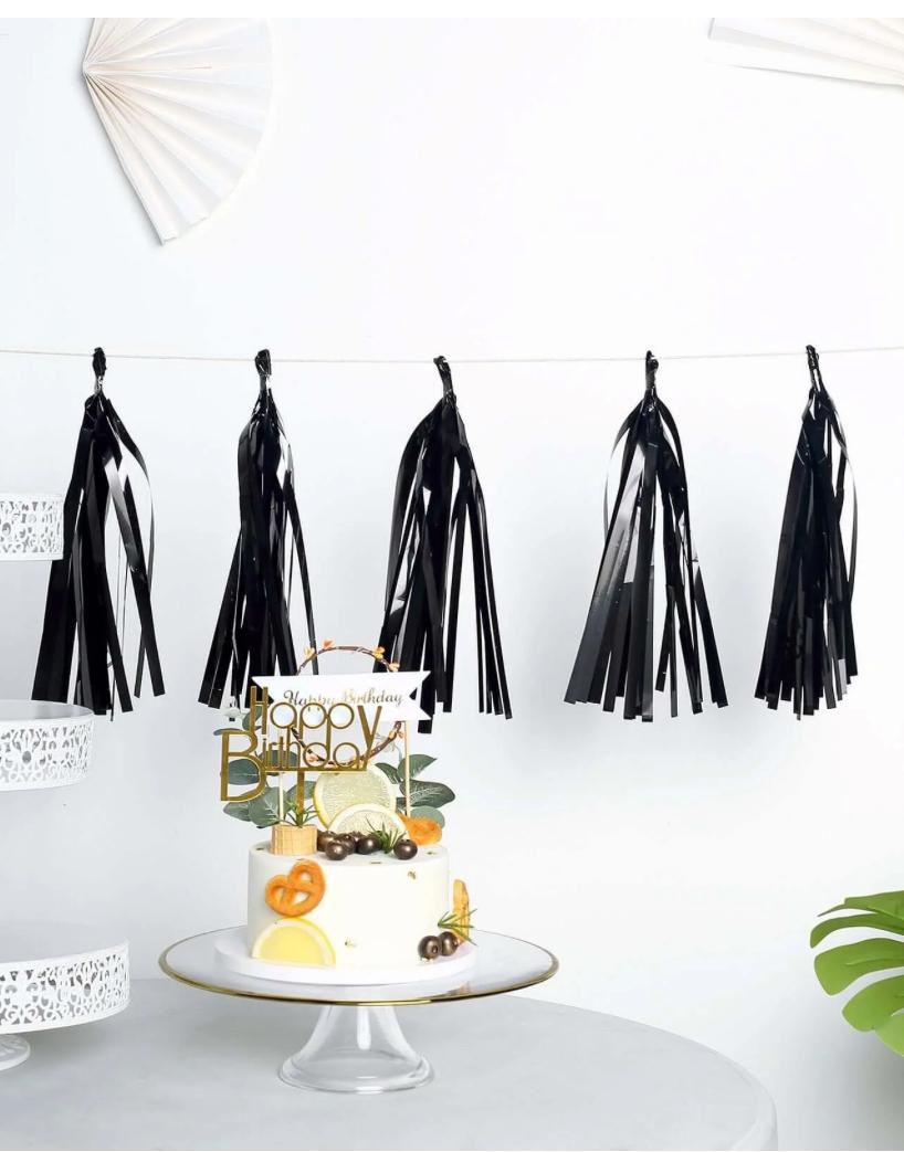 5 FOIL TASSELS BLACK