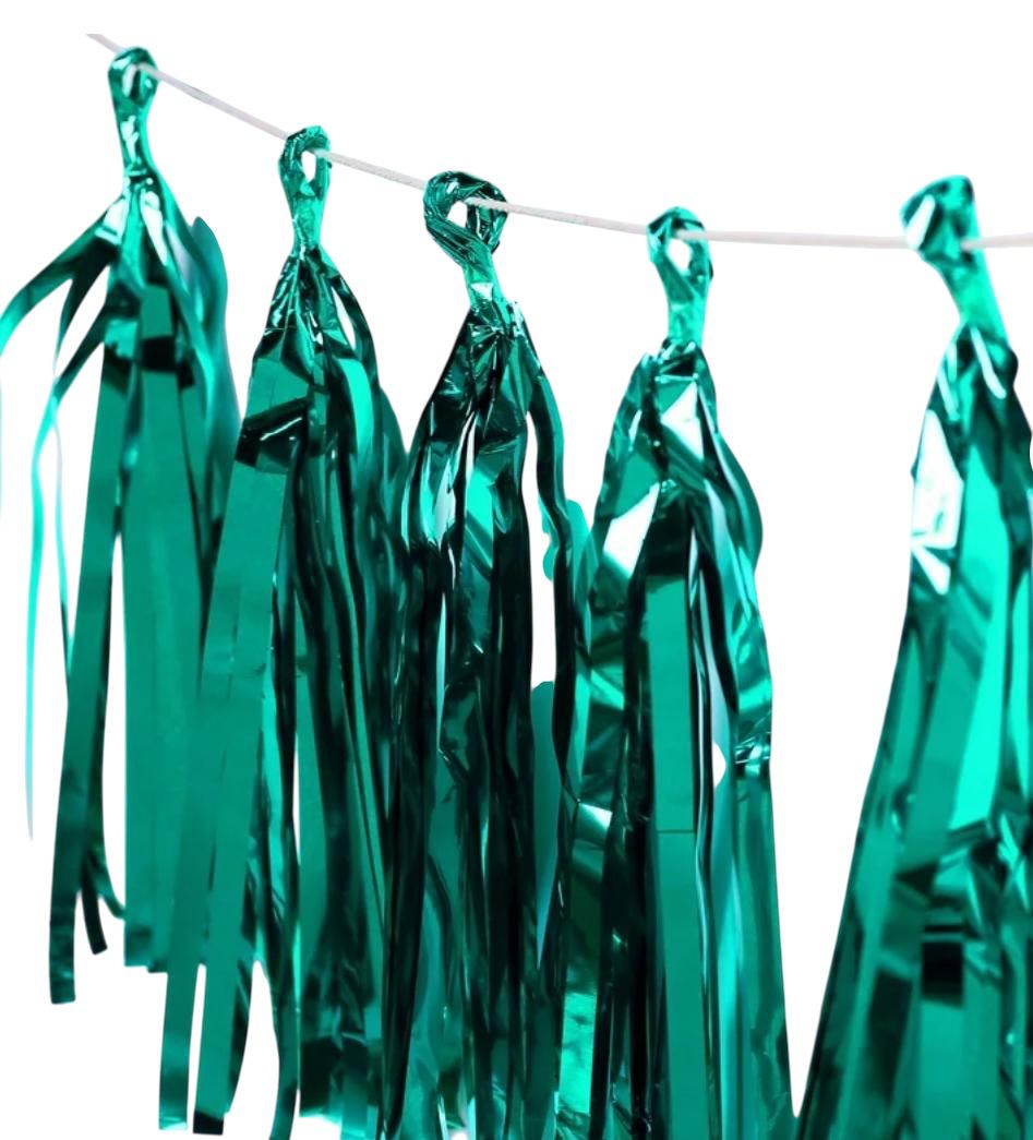 5 FOIL TASSELS TEAL BLUE
