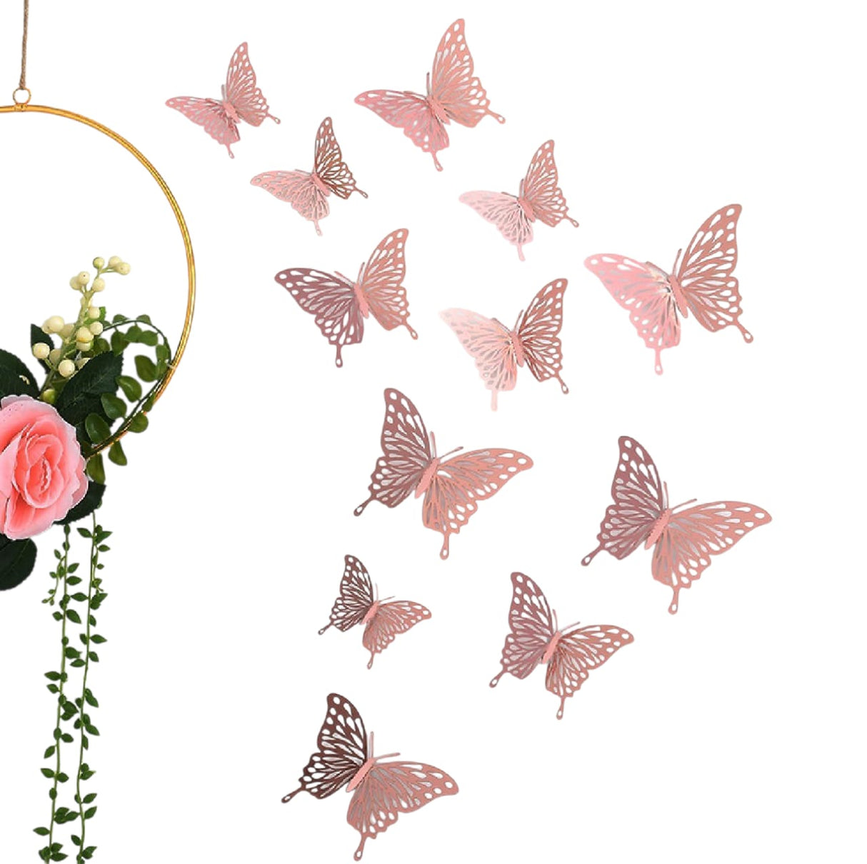 IRIDESCENT BUTTERFLIES ROSGOLD 12 PCS