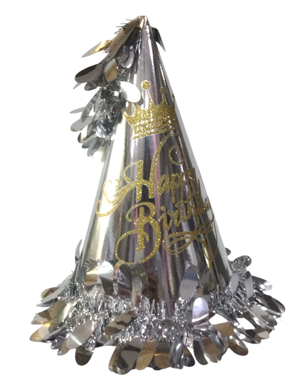HAPPY BIRTHDAY METALLIC HATS SILVER