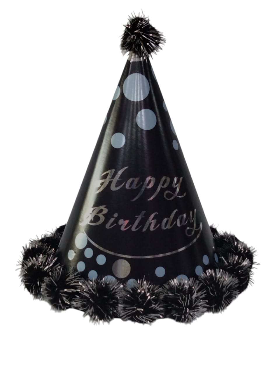 HAPPY BIRTHDAY POMPOM HAT BLACK