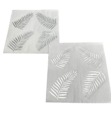 PALM LEAVES SILVER STAMP NAPKINS