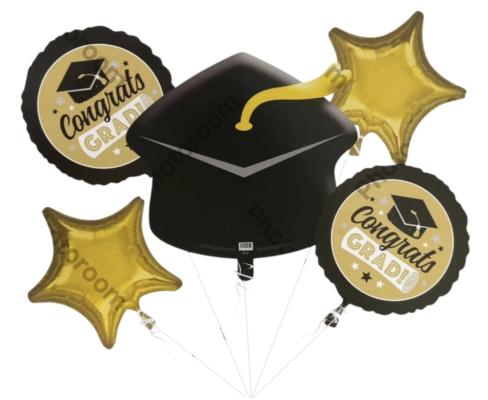 Black And Gold Graduation Bouqet Balloon
