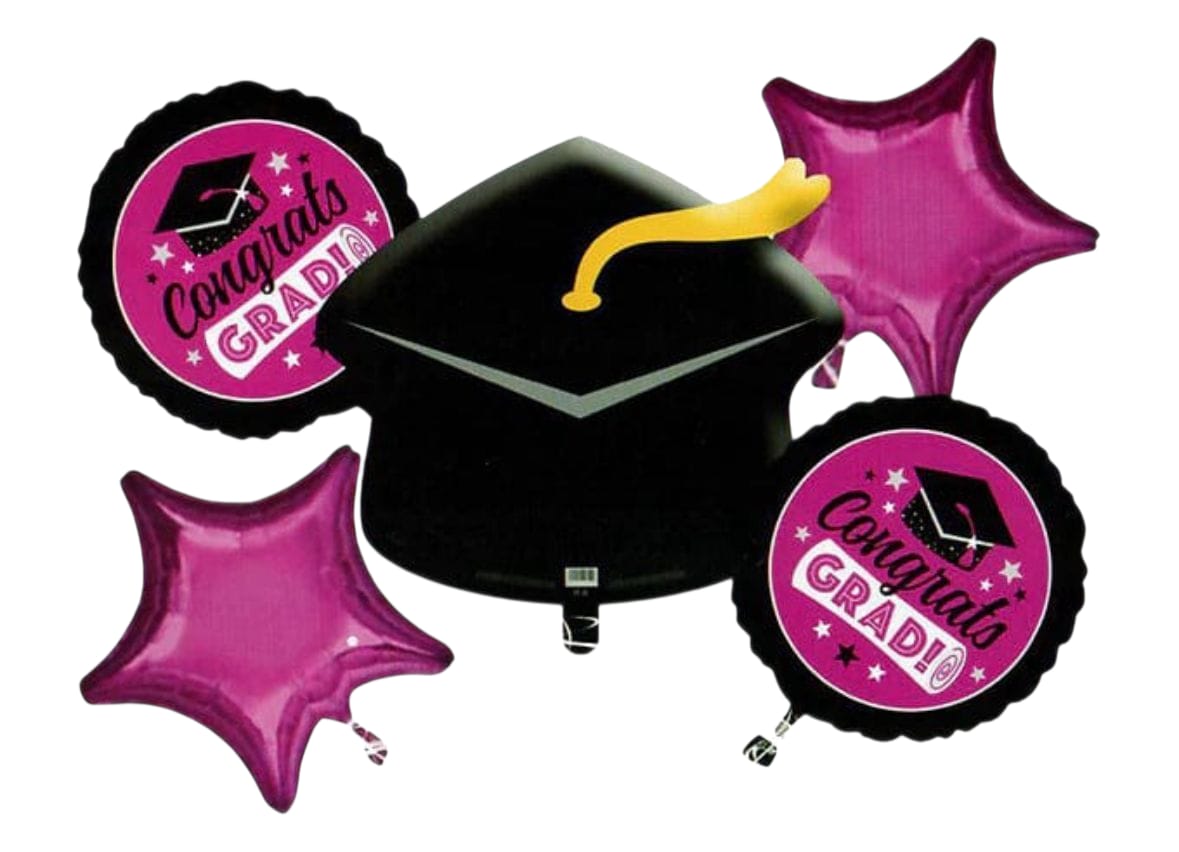 Black And Hot Pink Graduation Bouqet Balloon