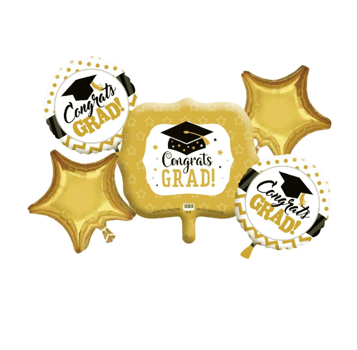 White And Gold Graduation Bouqet Balloon