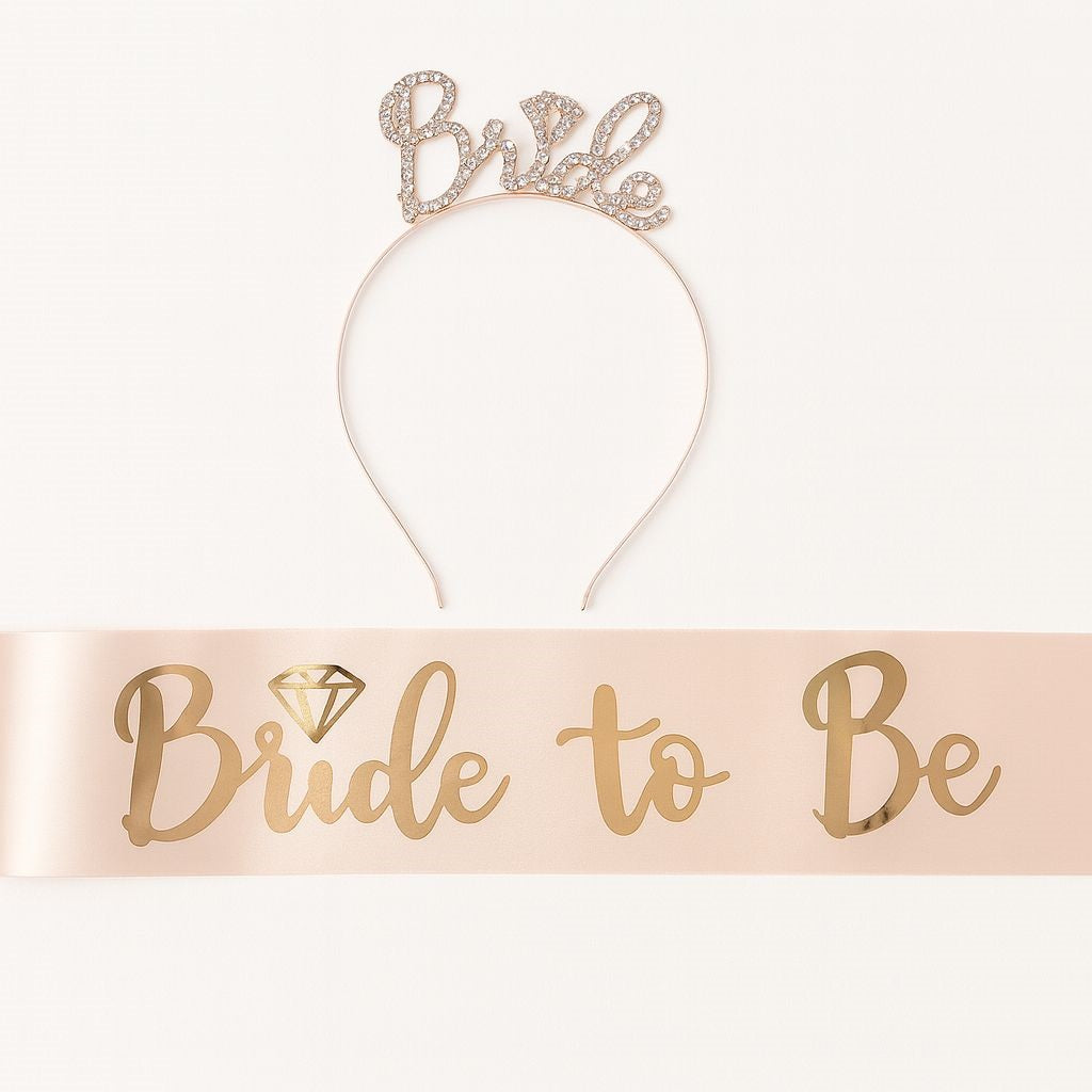 METAL BRIDE GEMS TIARA AND SASH