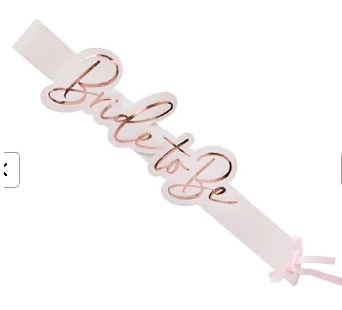 ROSE GOLD BRIDE TO BE TRENDY PAPER SASH