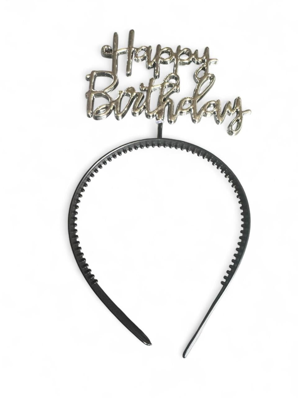 HAPPY BIRTHDAY METALLIC HEAD BAND SILVER
