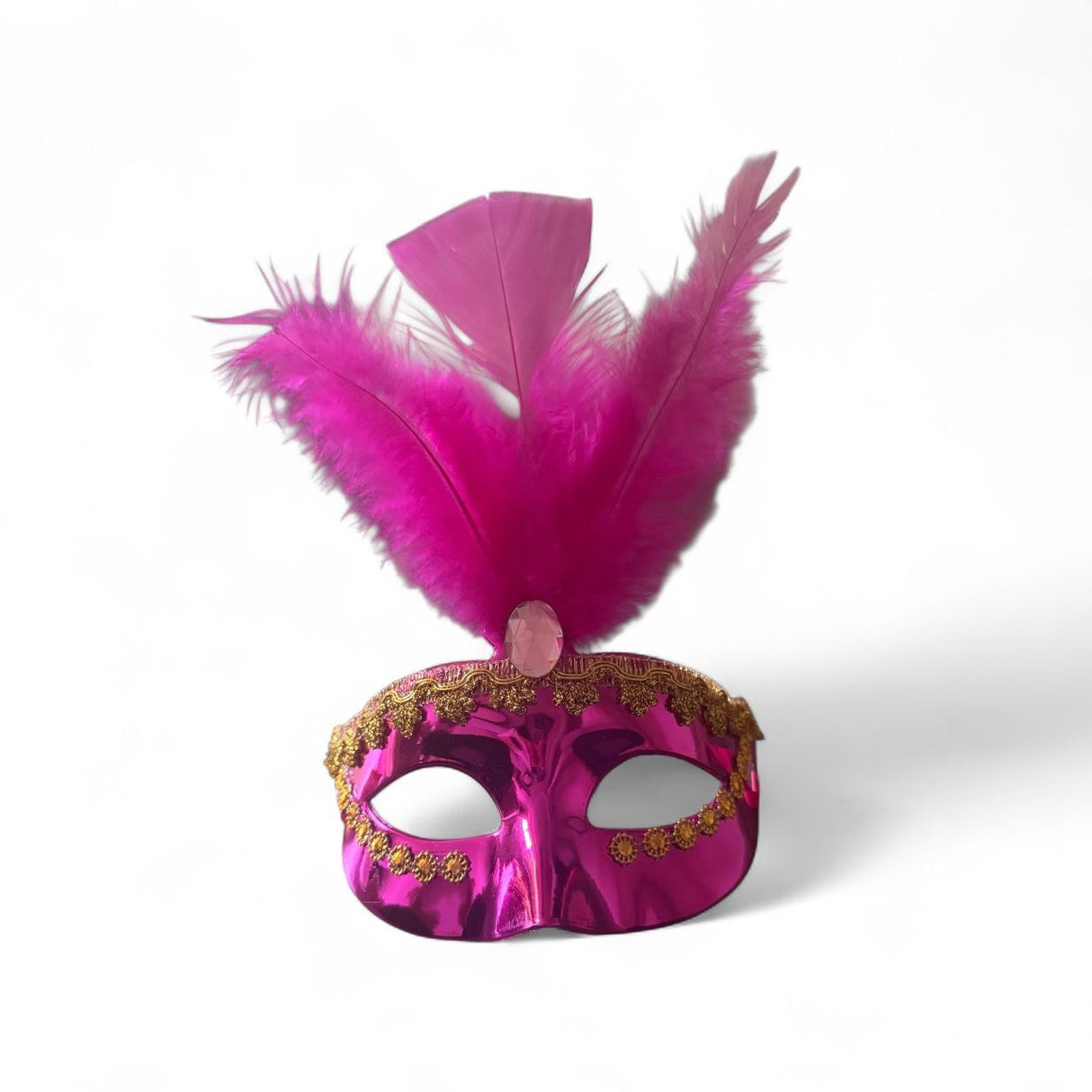 HOT PINK MIDDLE FEATHER MASK
