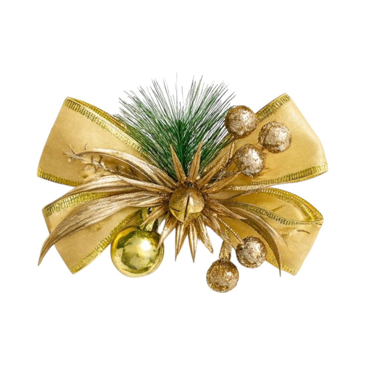 CHRISTMAS GOLD ORNAMENTS BOW