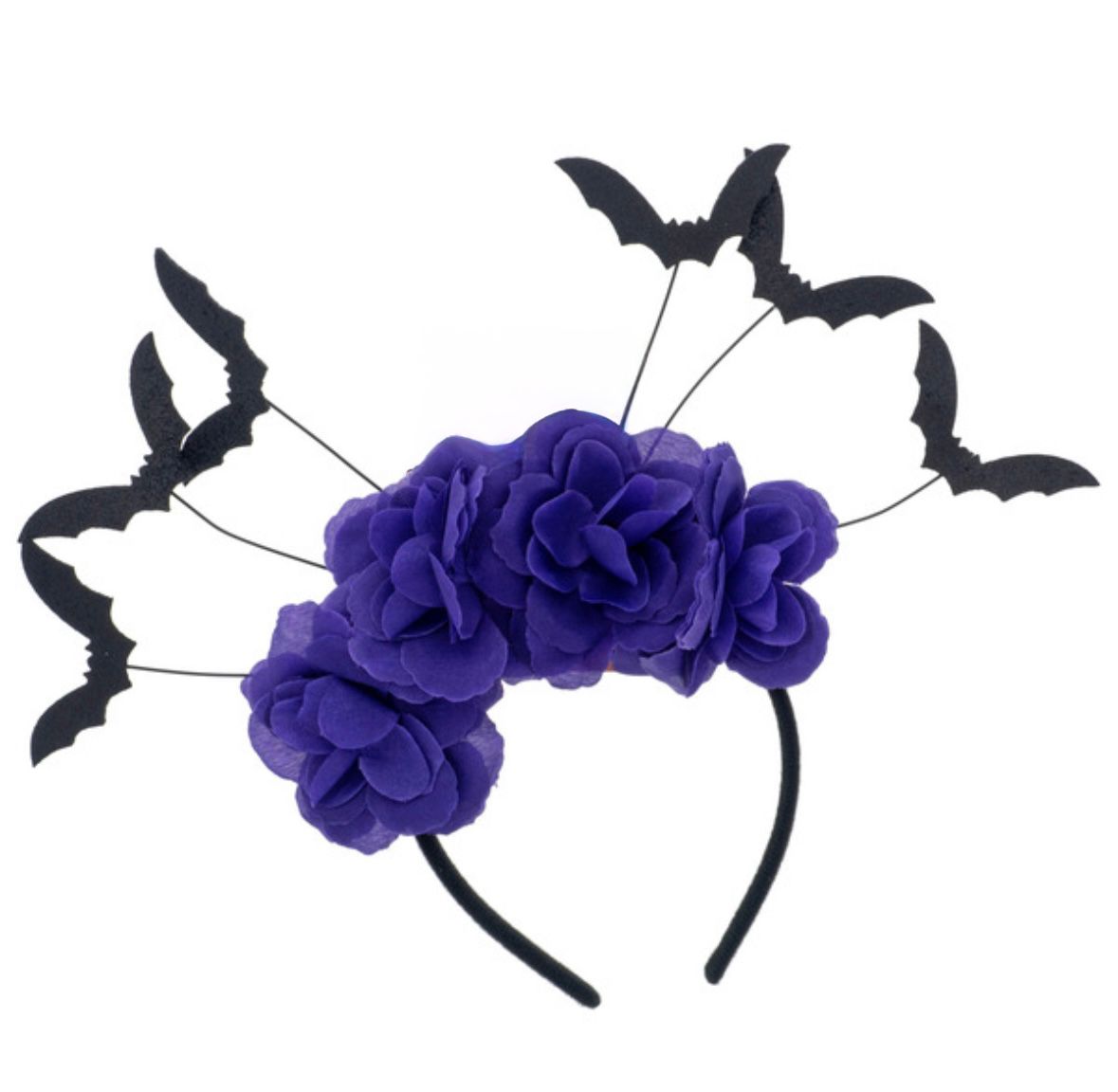 PURPLE FLOWERS WITH BATS HEAD BAND