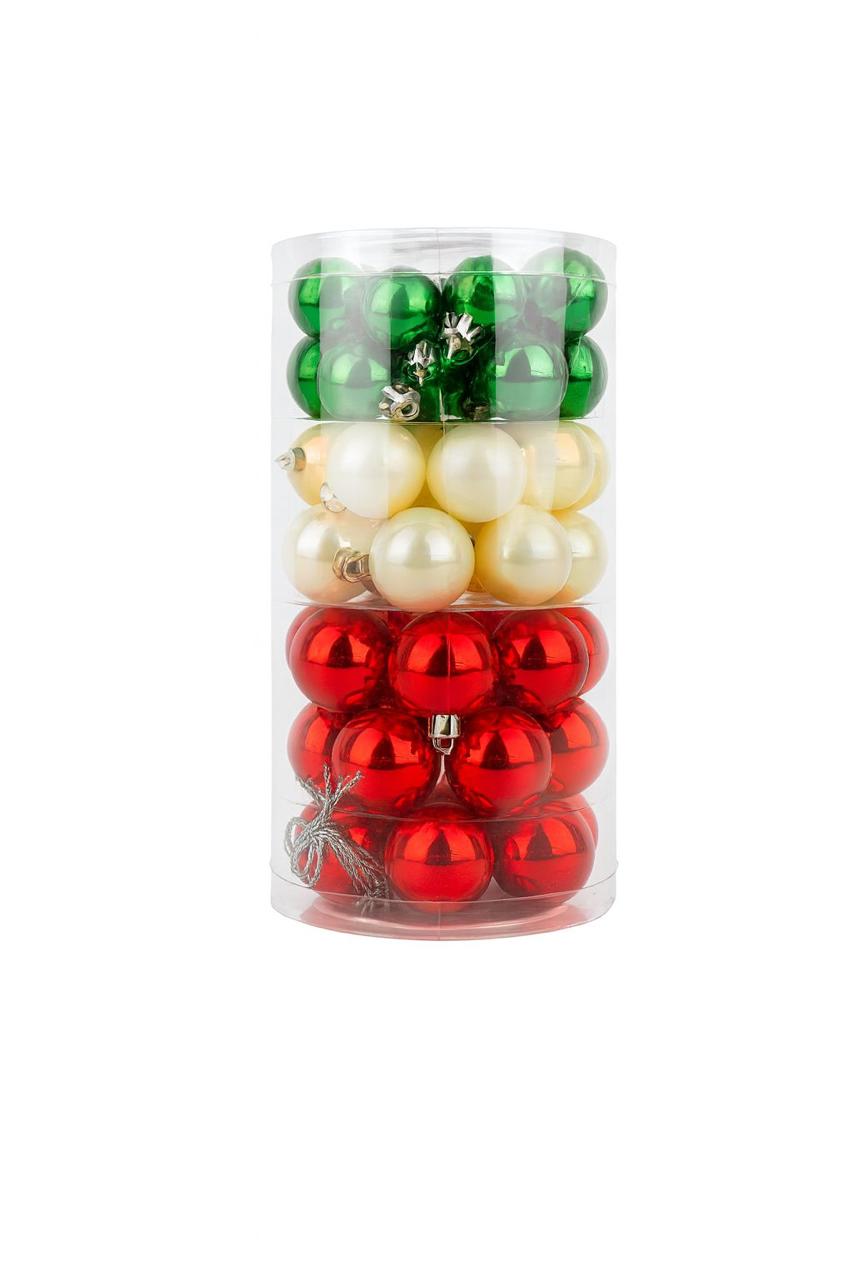 GREEN WHIE AND RED MULTI SIZE ORNAMENTS