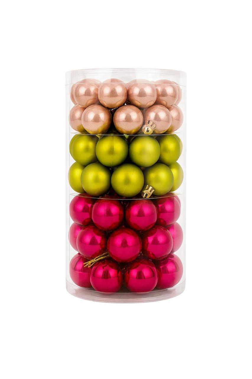 RED ROSE GOLD AND LIME GREEN MULTI SIZE ORNAMENTS