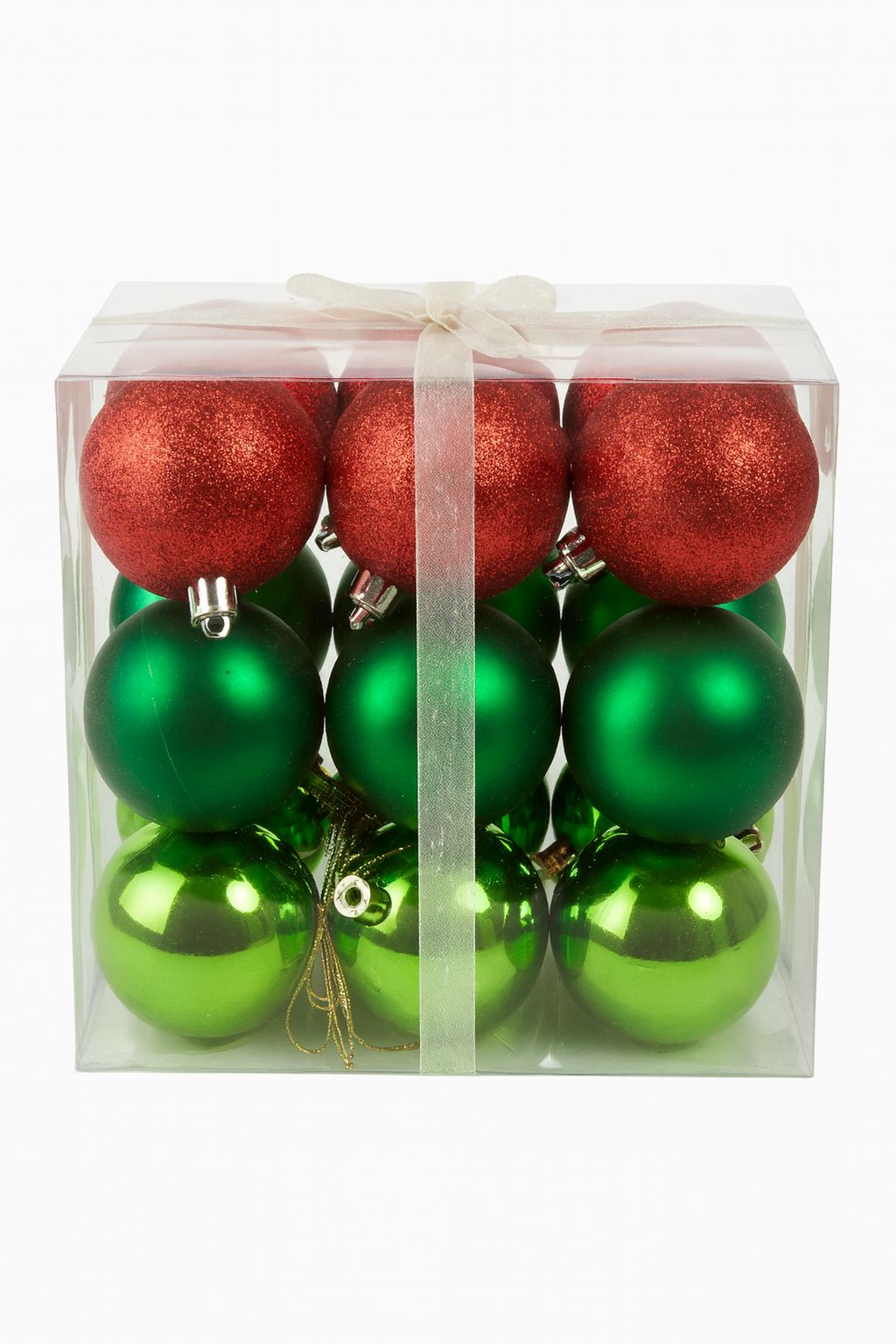 RED GREEN AND LIME GREEN ORNAMENTS 6CM