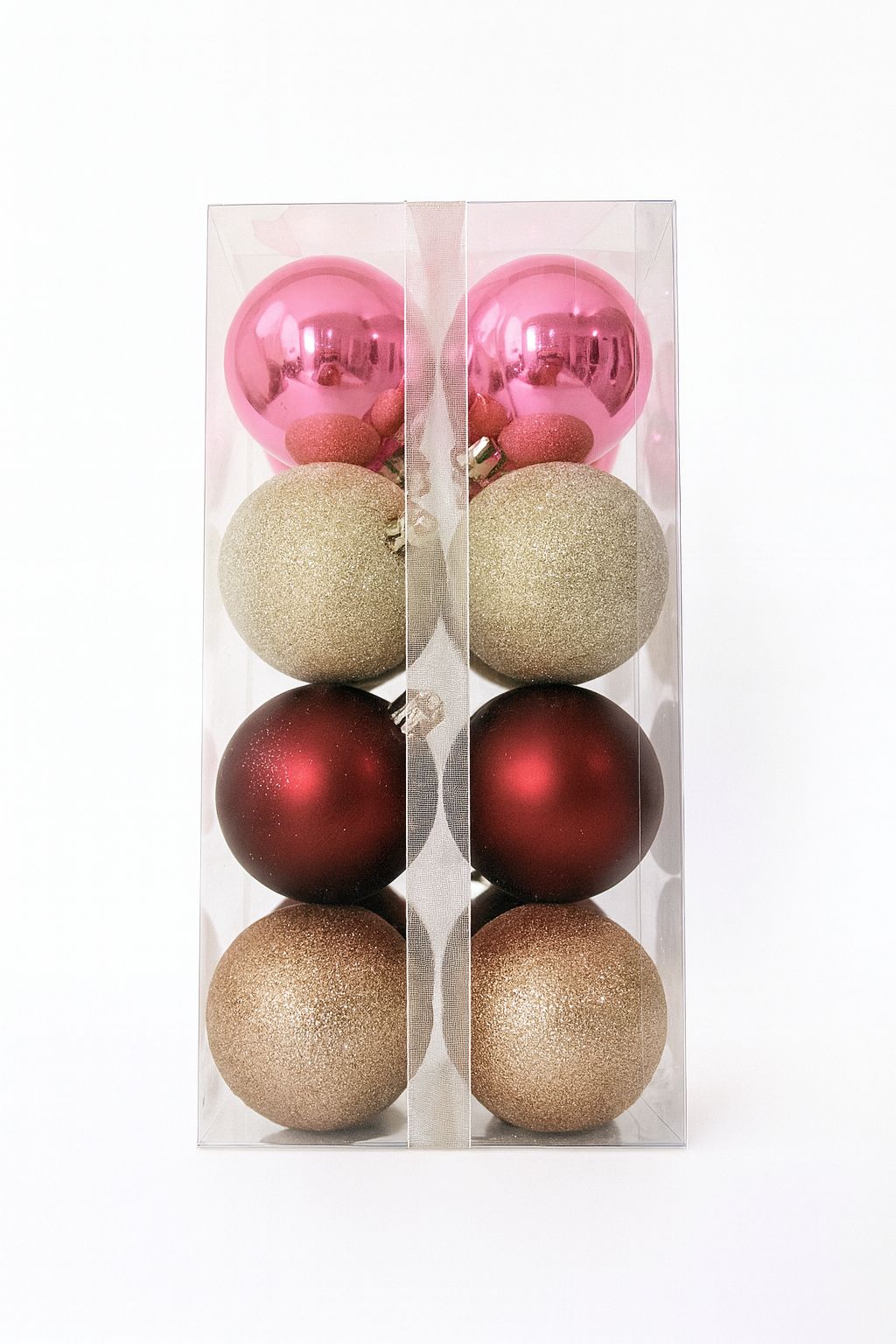GOLD PINK AND BURGUNDY ORNAMENTS 6CM