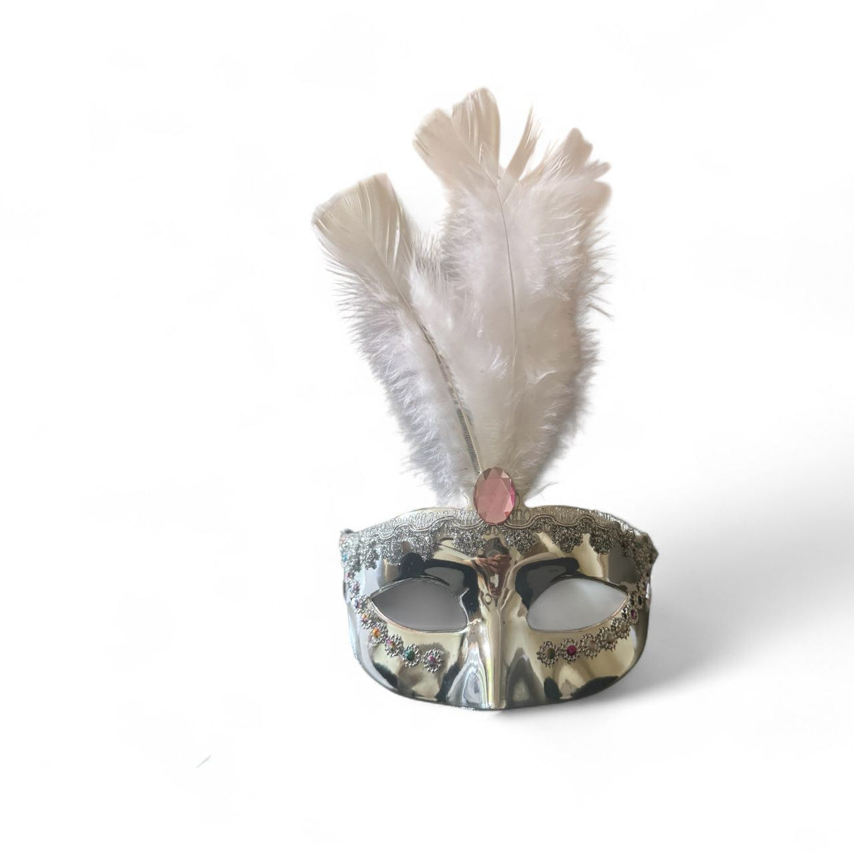 SILVER MIDDLE FEATHER MASK