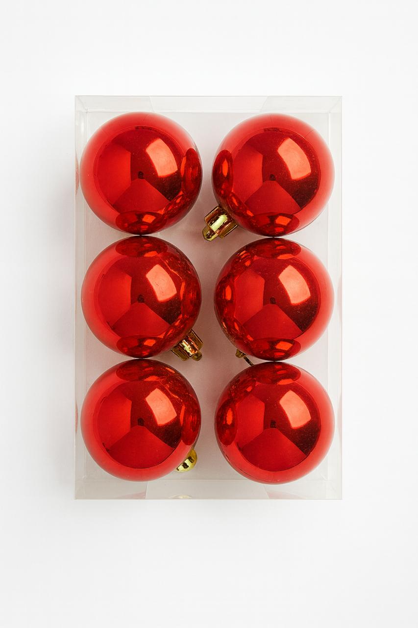 RED CHRISTMAS ORNAMENTS 5 CM 6 PCS