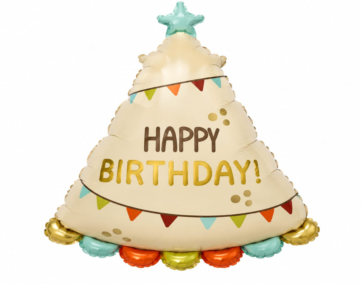 HAPPY BIRTHDAY PARTY HAT LARGE SHAPE BALLOON