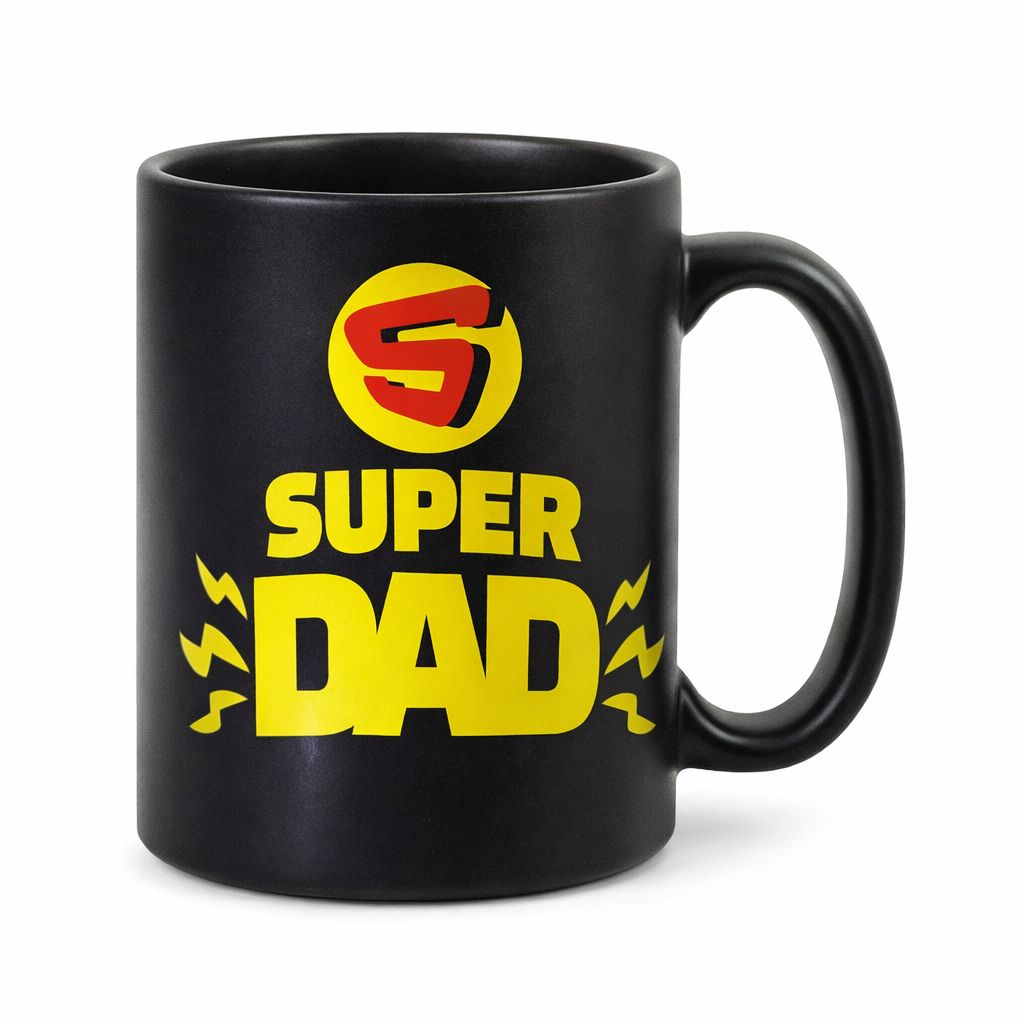 SUPER DAD RED X YELLOW LOGO MUG
