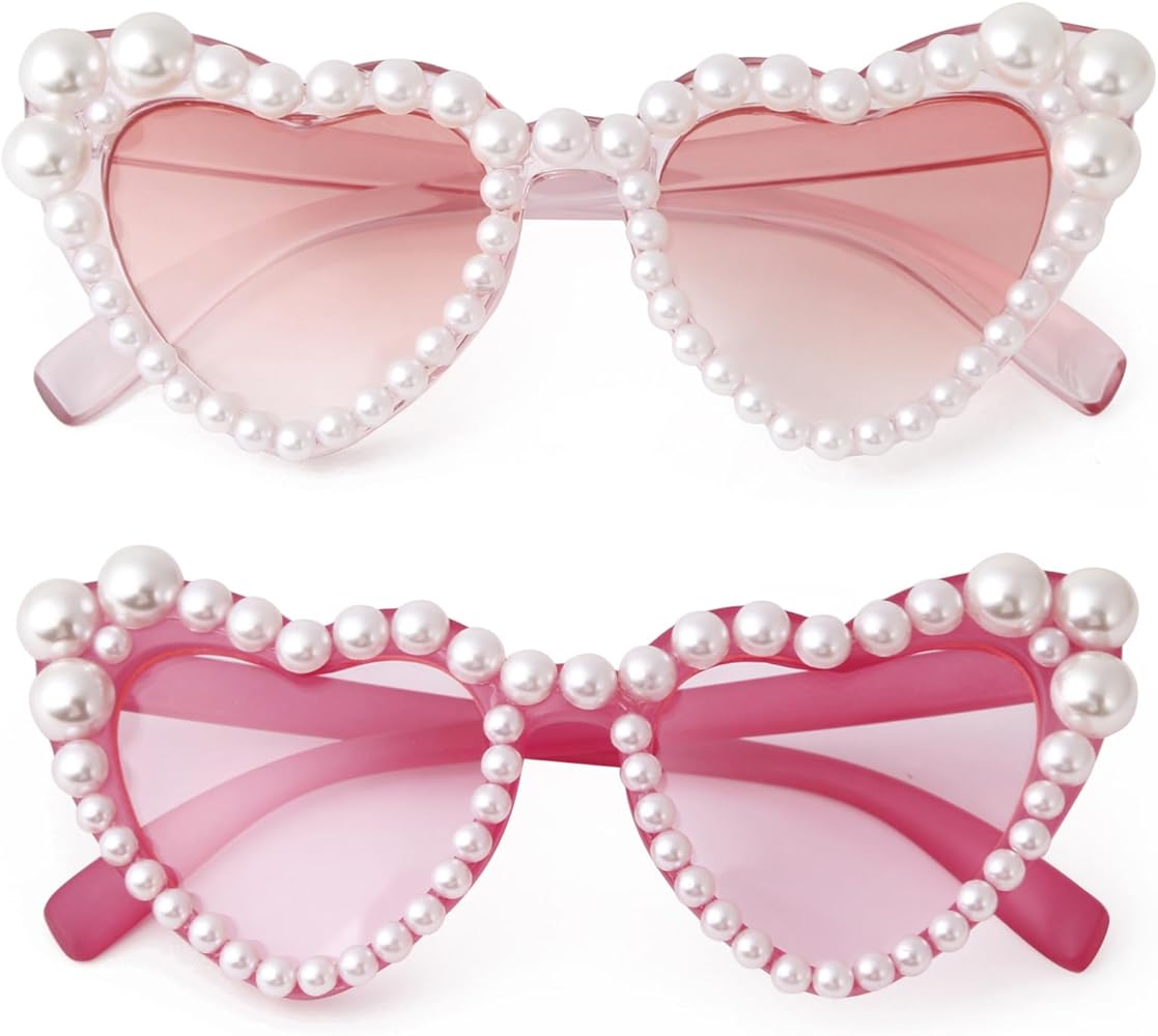 PEARL PINK HEART GLASSES