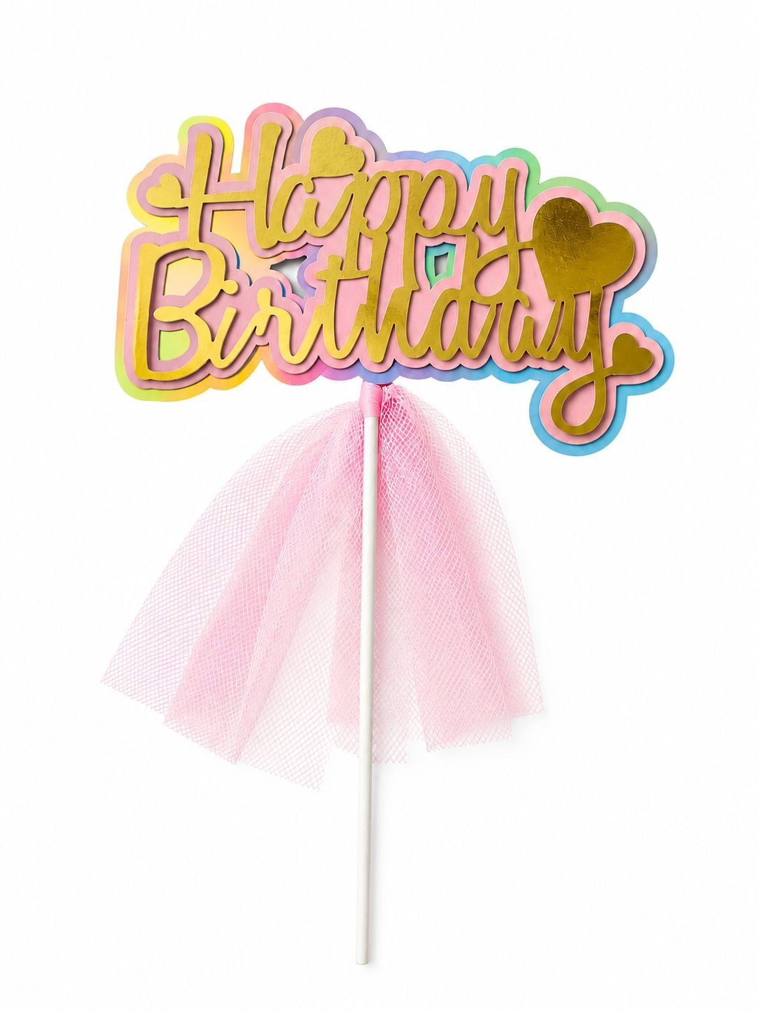 HAPPY BIRTHDAY GOLDEN STARS CAKE TOPPERS