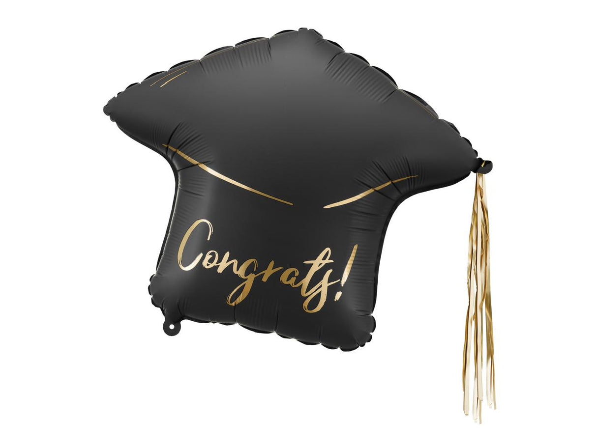 "BLACK GRAD CAP FOIL BALLOONS "
