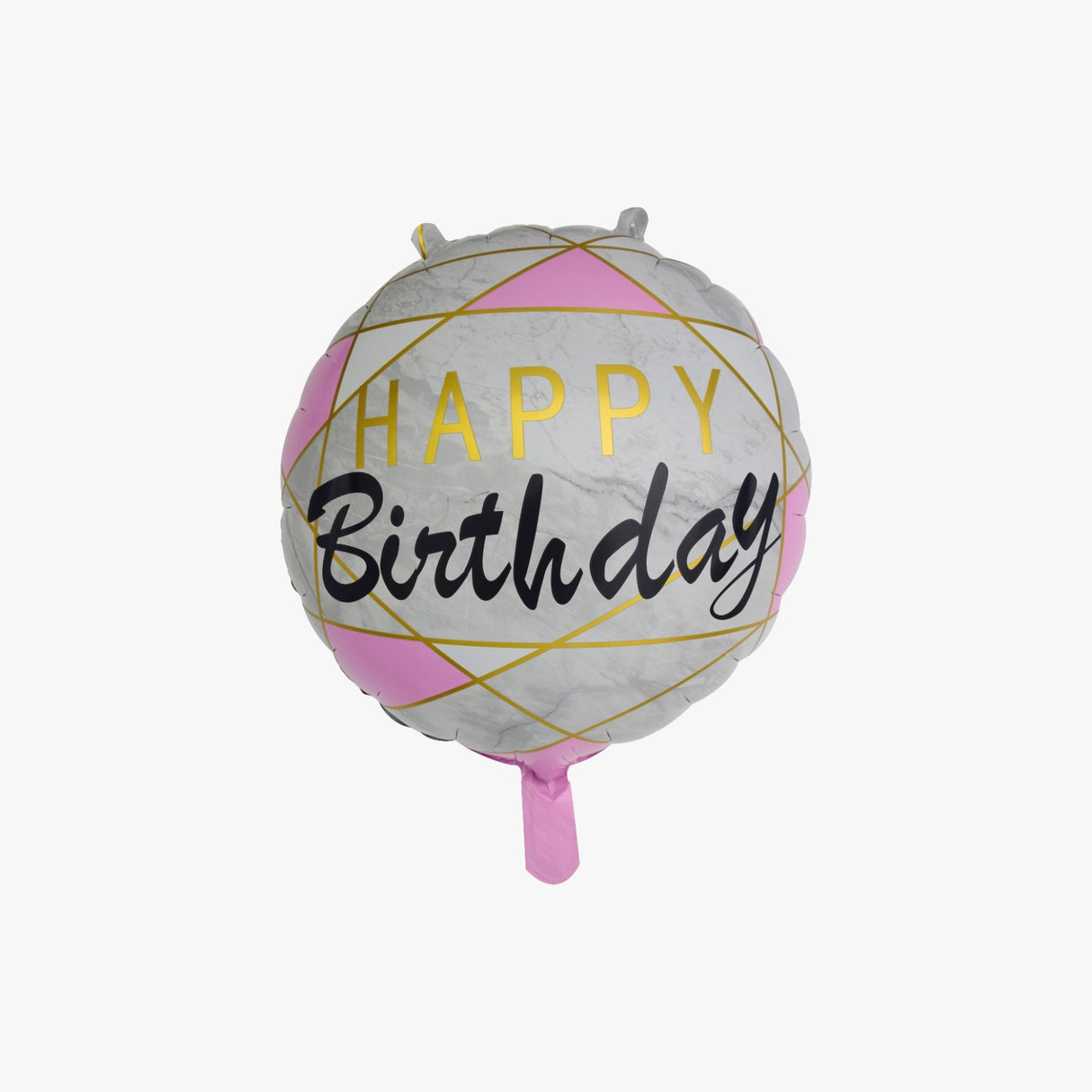 18 INCH HAPPY BIRTHDAY GOLD AND PINK MARBLE BALLOON