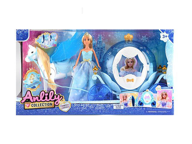 ANLILY PRINCESS DOLL SET WITH CARRIAGE & HORSE