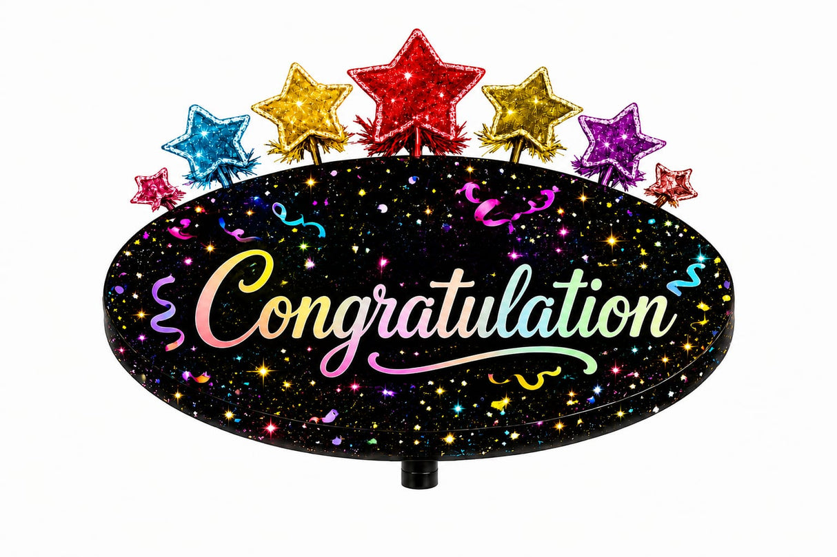 35" CONGRATULATIONS ATTACHED STARS OVAL BALLOON