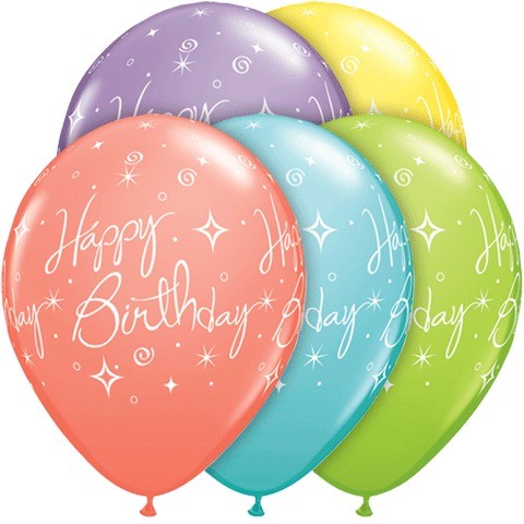 Birthday Elegant Sparkles and Swirls Balloon