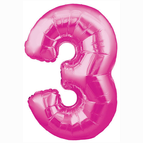 Mini Pink Foil Balloon - Number 3