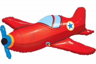 Red Vintage Airplane Supershape Foil Balloon