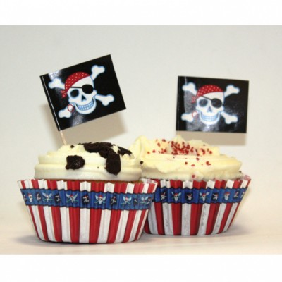 48 Pcs 24 Pirate Cupcake Wrappers & 24 Toppers Kids Birthday Party Supply