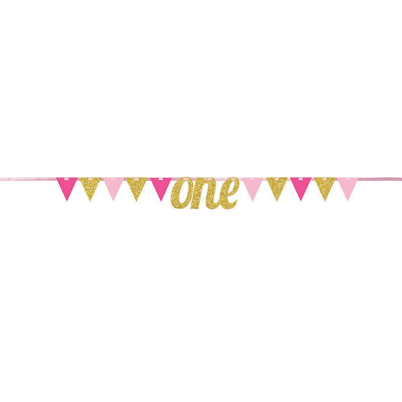 ONE GLITTER PINK BANNER