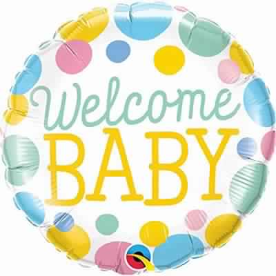 Welcome Baby Dots Balloon