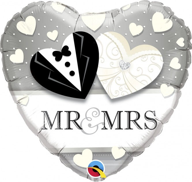 Mr. &amp; Mrs. Heart Wedding Balloon