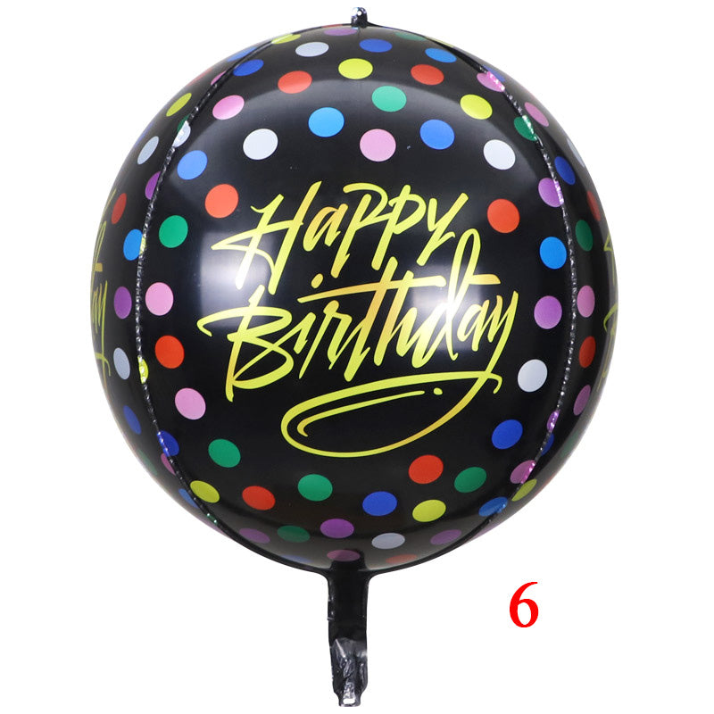 Happy Birthday Black Dotted Orb Balloon