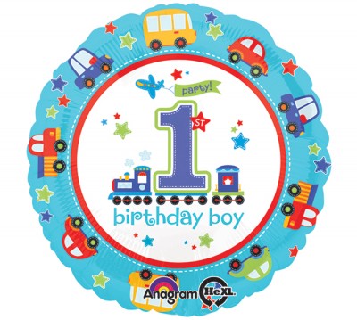 1st Birthday Boy Vehicles Balloon